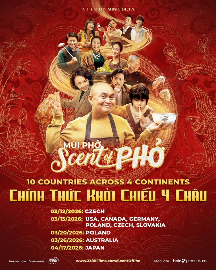 Mùi Phở — khởi chiếu 10 quốc gia, 4 châu lục